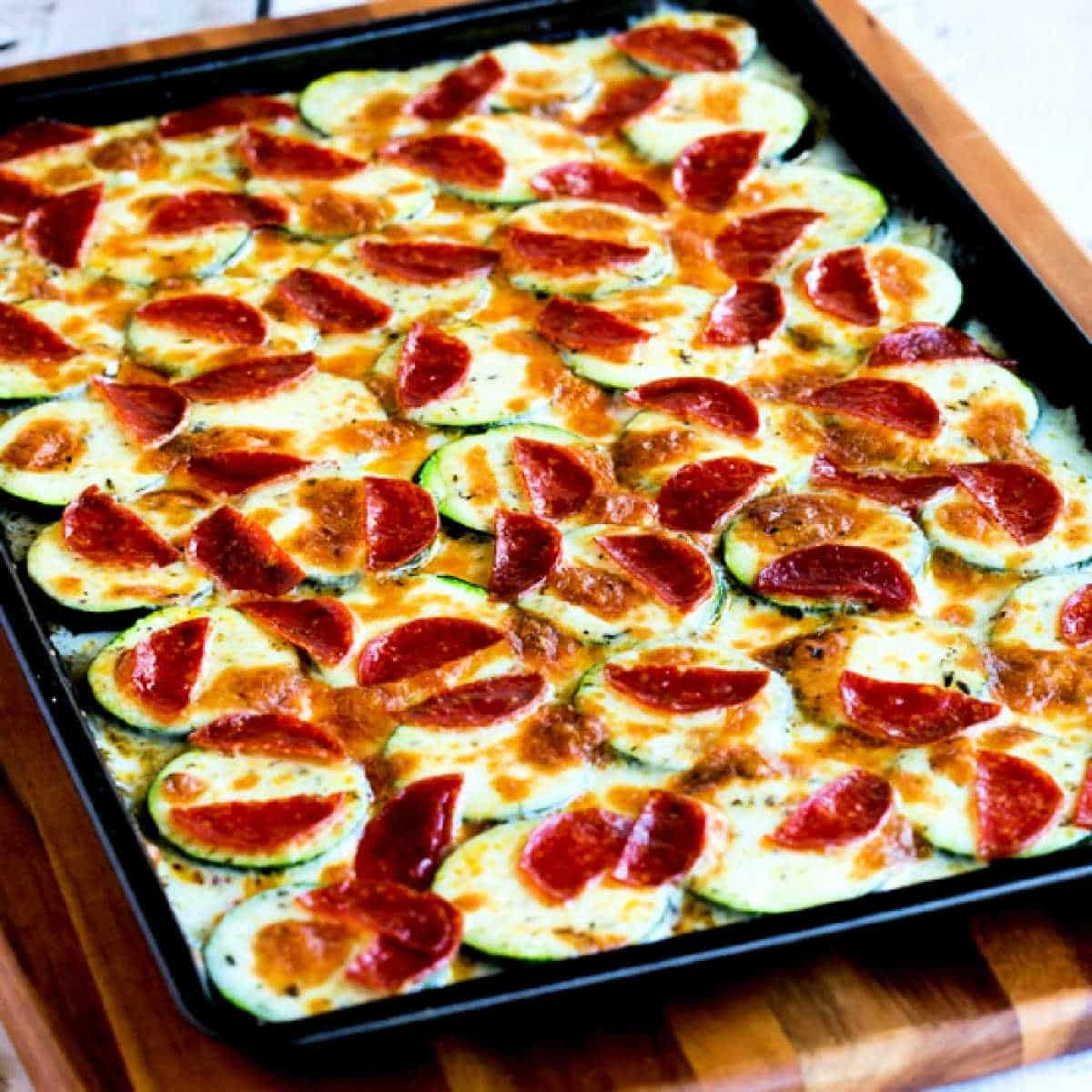 Broiled Zucchini with Mozzarella and Pepperoni