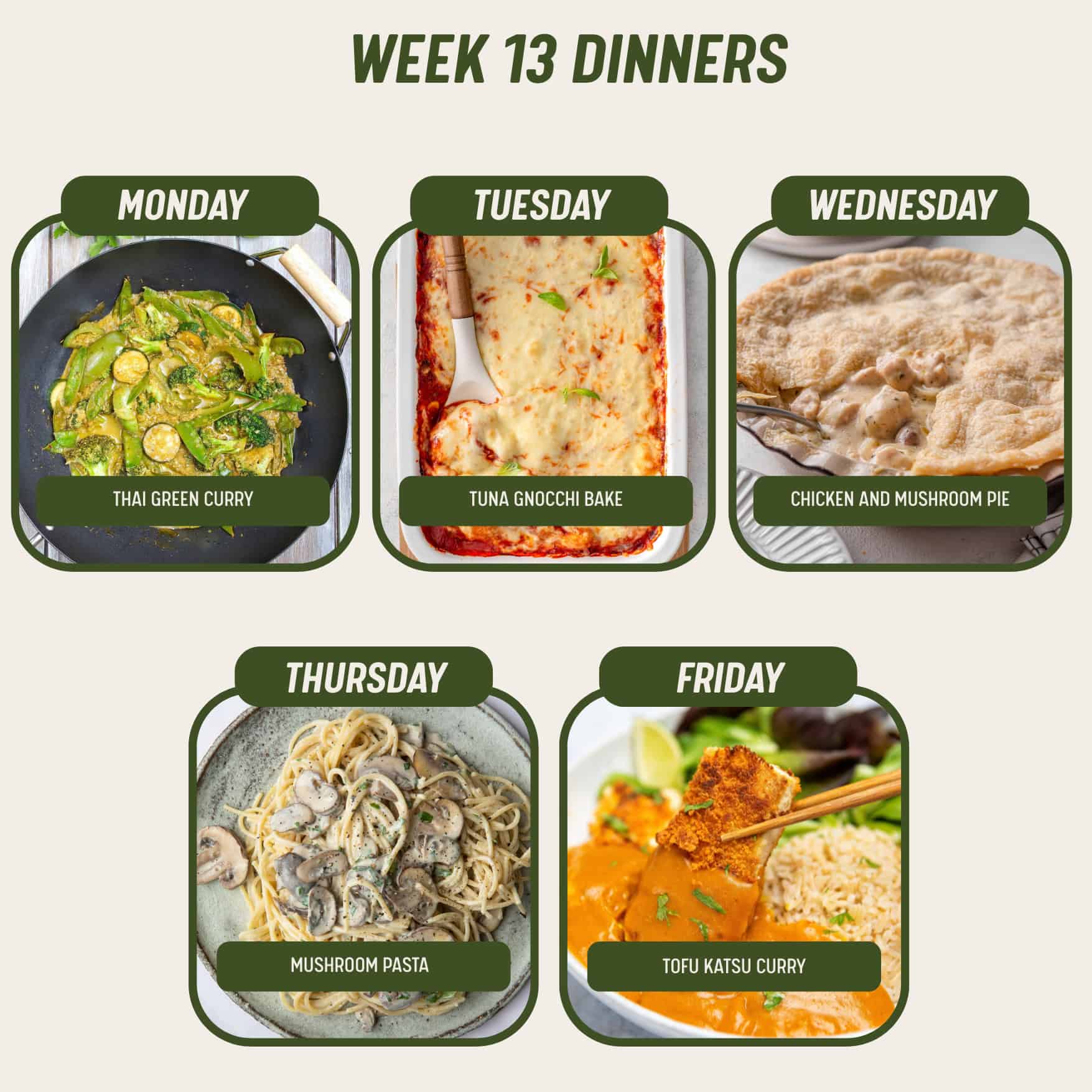 Week 13 Dinners  6/4/26