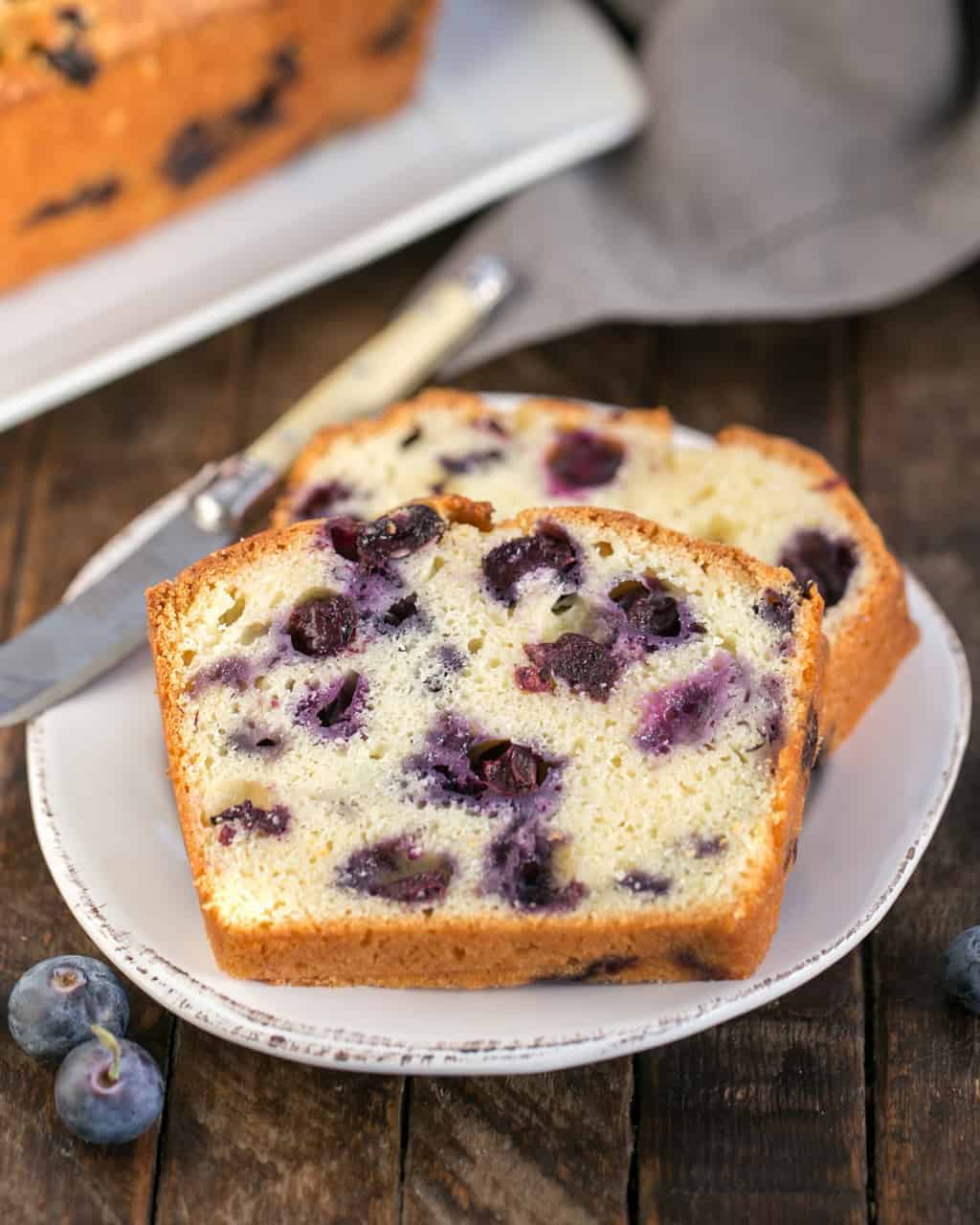 Lemon Blueberry Muffin Bread - A Tasty Summer Treat - That Skinny Chick Can Bake