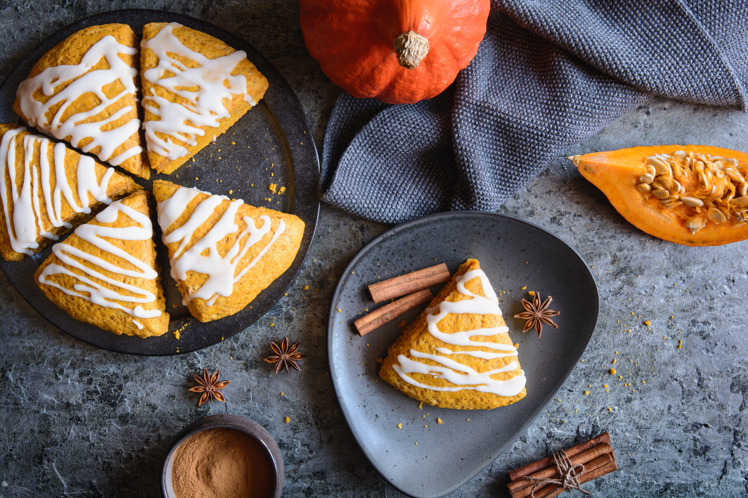 Pumpkin Scones with Maple Drizzle