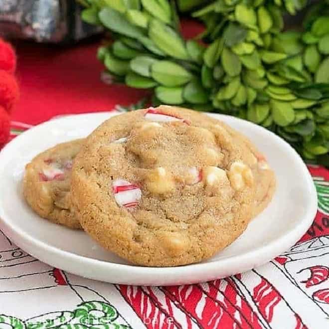 White Chocolate Candy Cane Cookies - Festive & Tasty - That Skinny Chick Can Bake