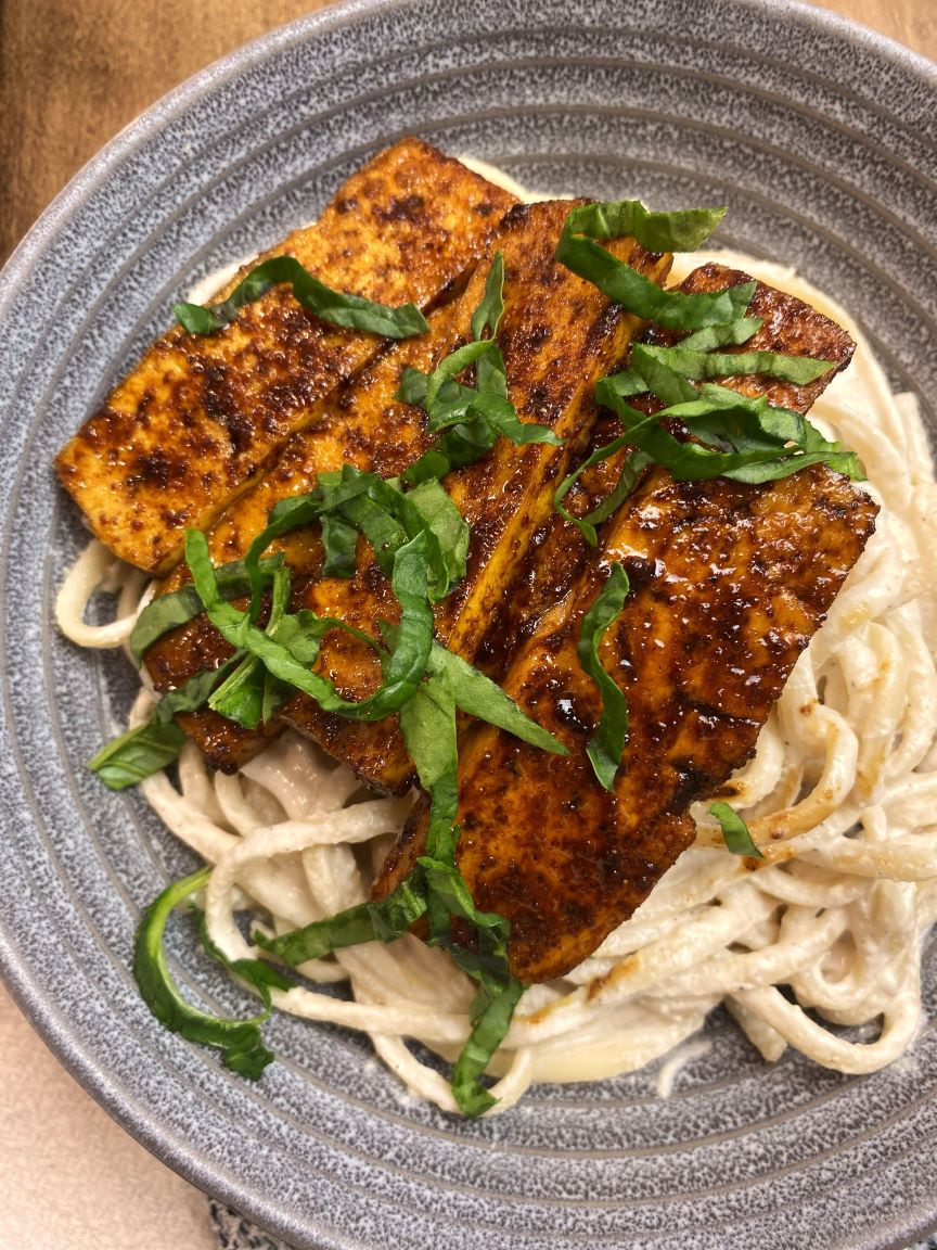 Sweet and Smoky Tofu With Lemon Pasta