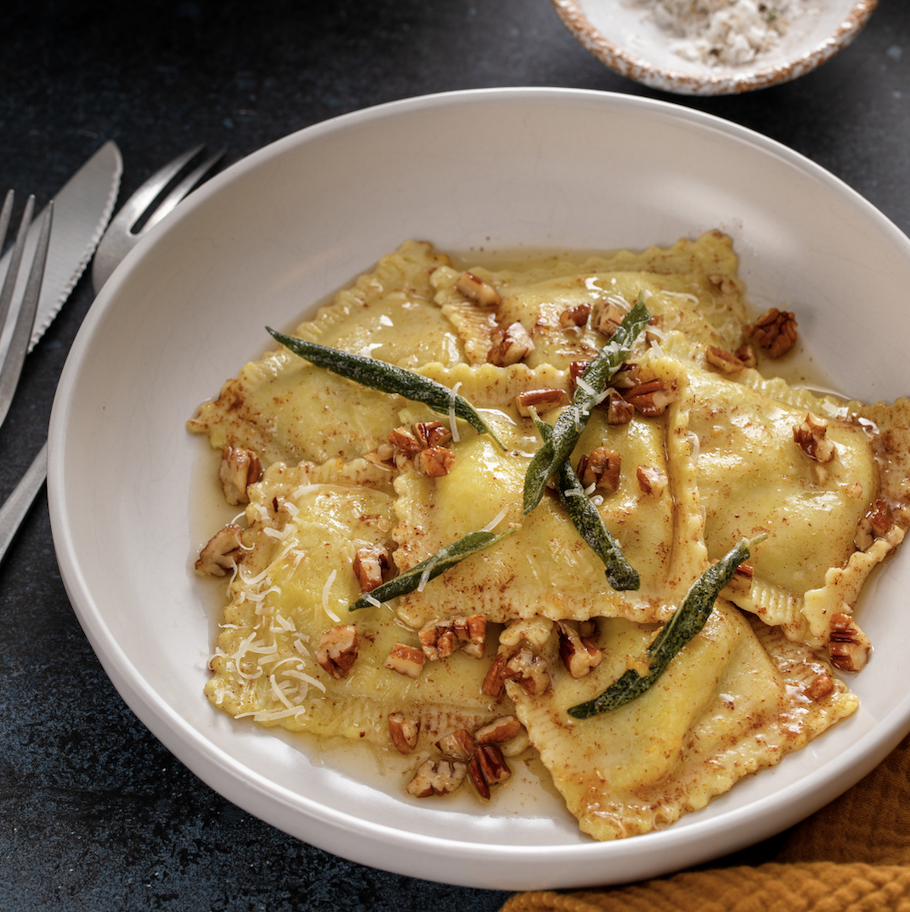 Pumpkin Ravioli with Brown Butter Sauce