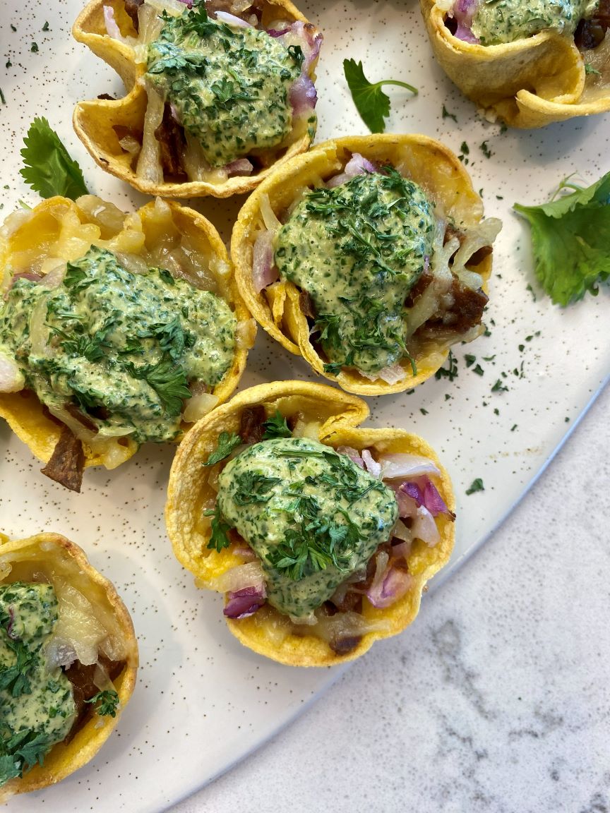 Vegan Taco Cups with Cilantro Lime Sauce