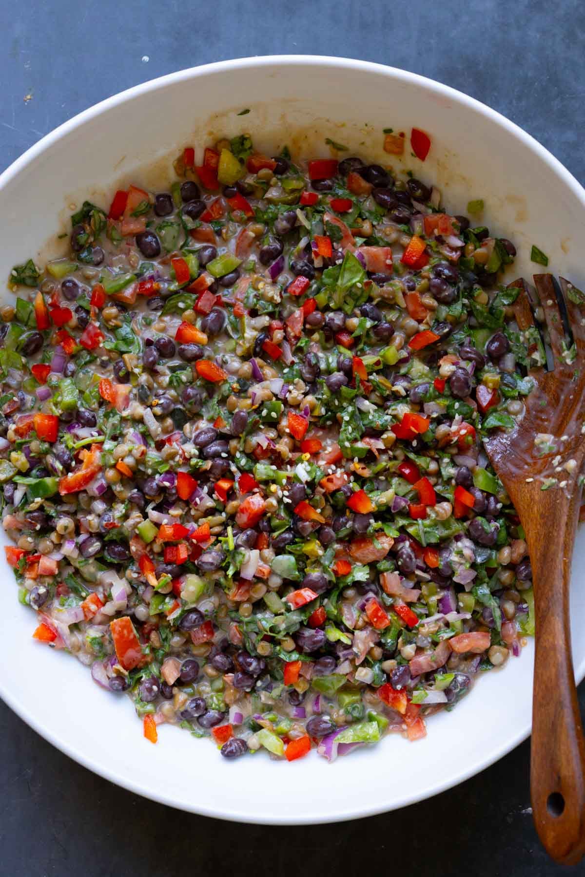 Dense Bean Salad with Lemon Yogurt Dressing
