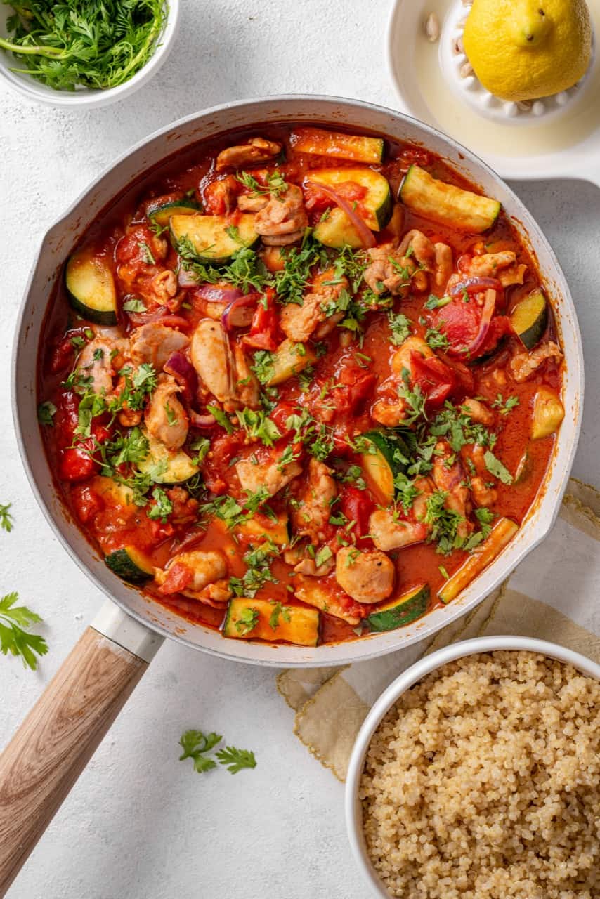 One-Pot Harissa Chicken with Courgette & Tomatoes