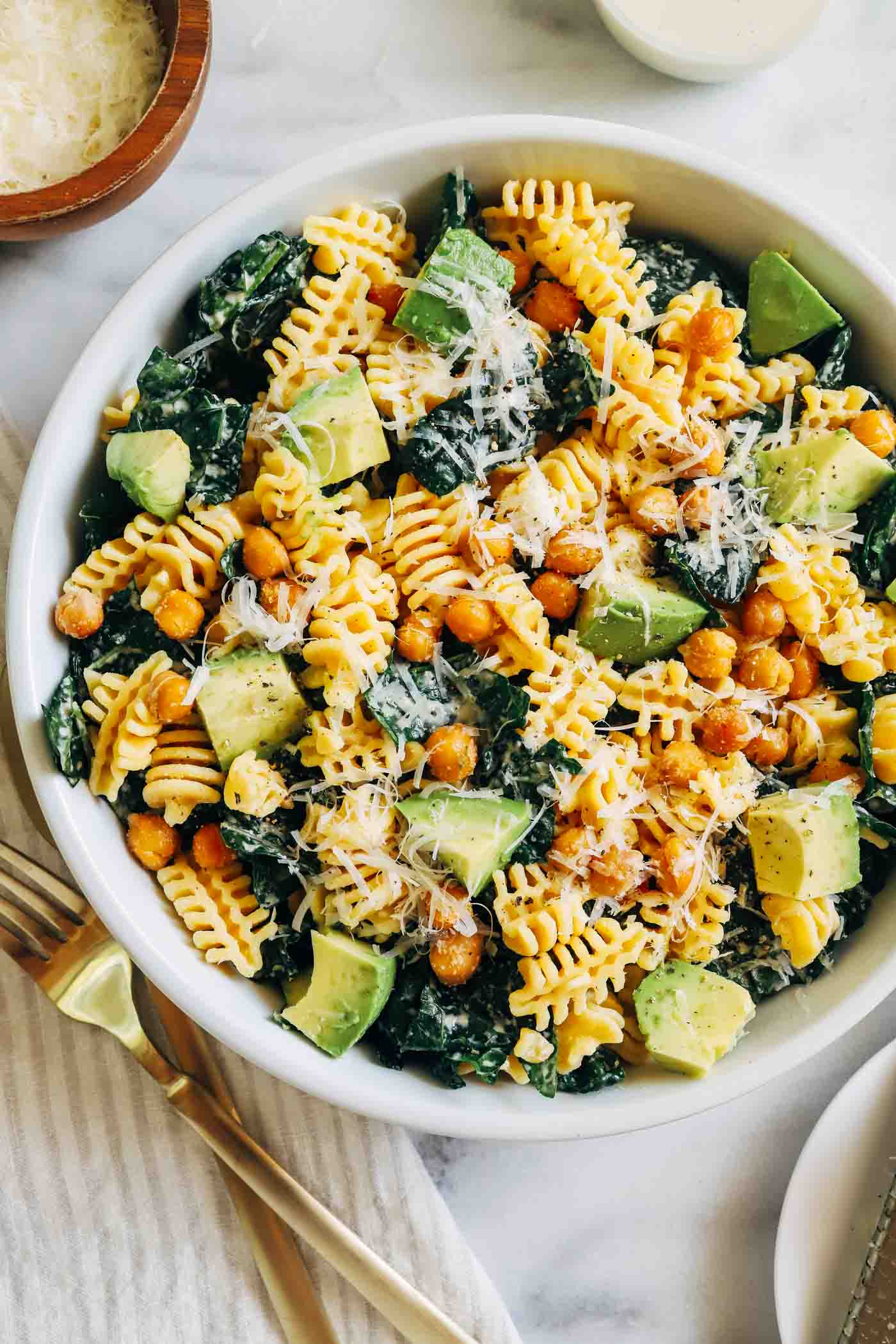 Kale Caesar Pasta Salad - Making Thyme for Health