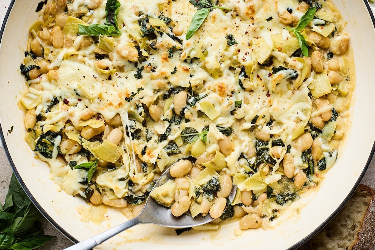 Spinach Artichoke White Bean Skillet (Easy One-Pan Dinner)