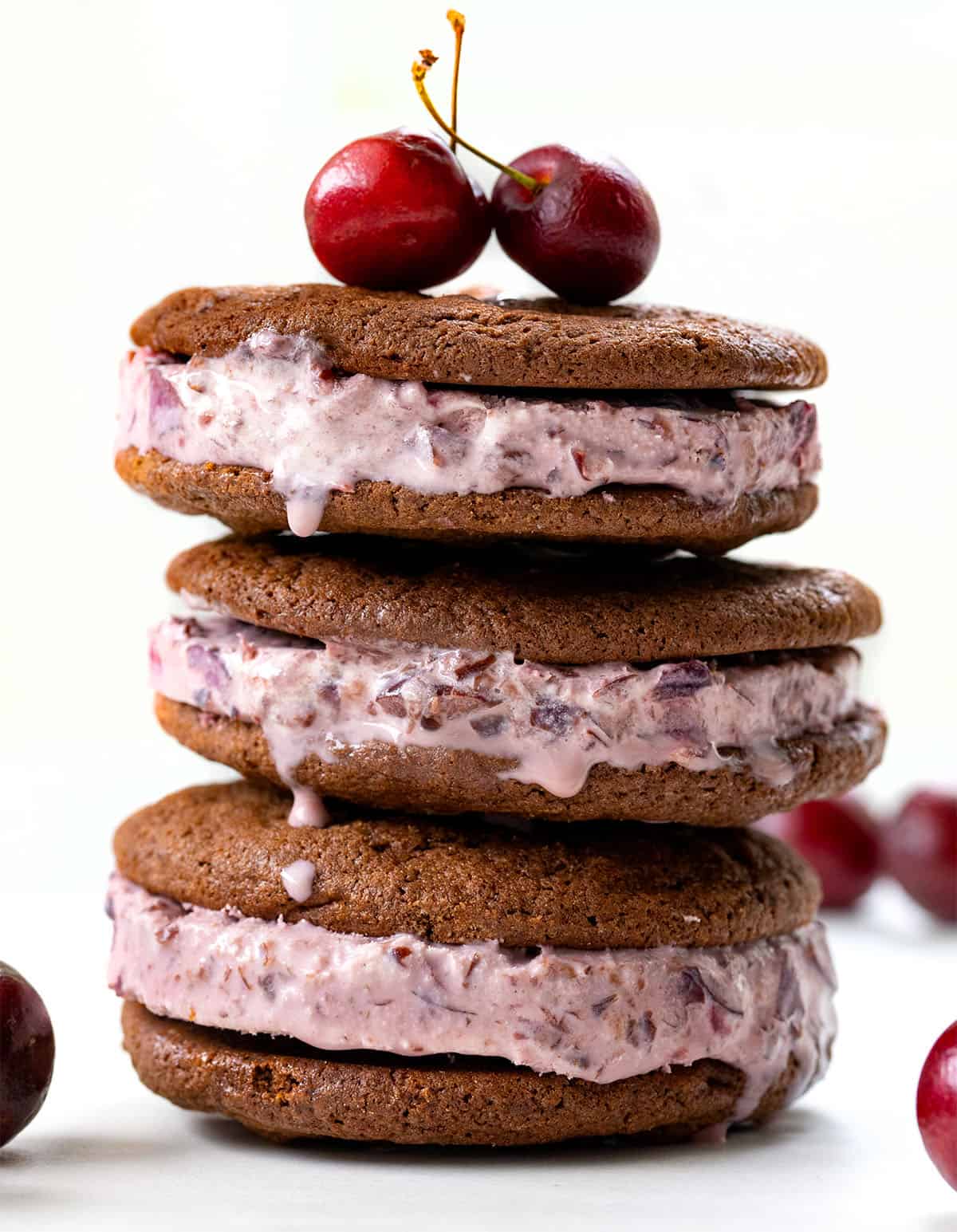 Chocolate Cherry Ice Cream Sandwiches