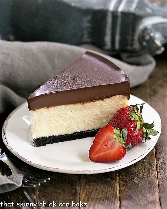 Ganache Topped Cheesecake - A Rich, Luscious Dessert - That Skinny Chick Can Bake