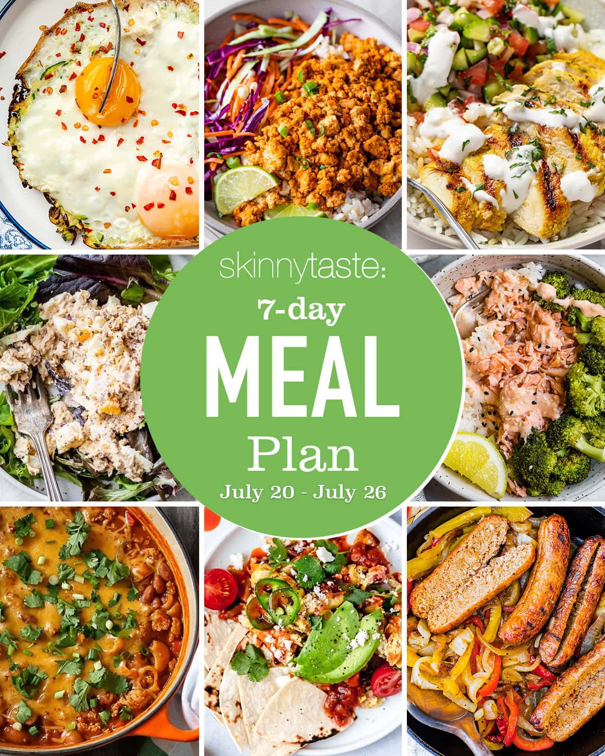 Free 7 Day Healthy Meal Plan (July 20-26)