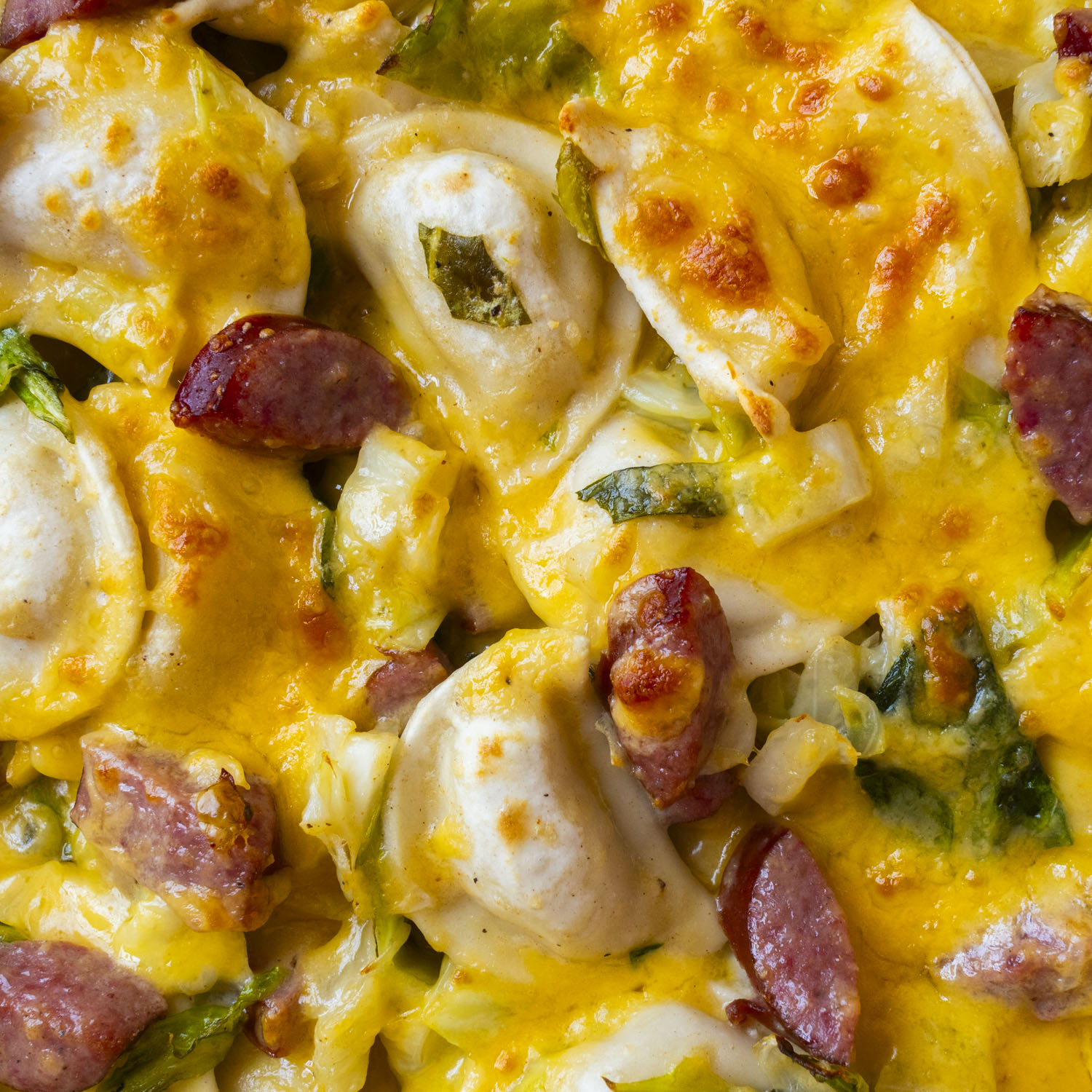 Pierogi, Cabbage and Kielbasa Casserole