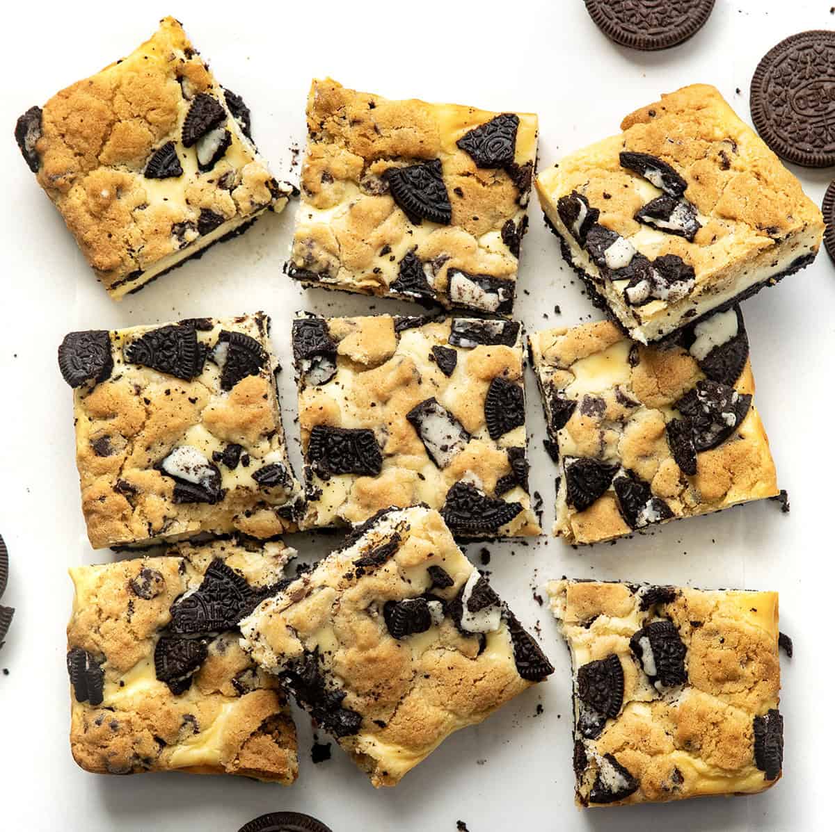 Oreo Chocolate Chip Cheesecake Bars