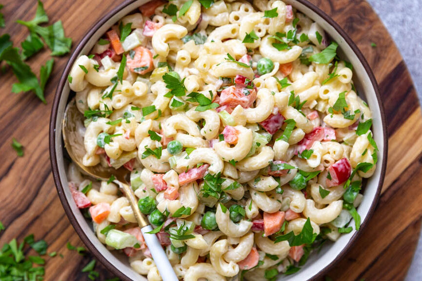 Creamy Vegan Macaroni Salad Loaded with Veggies