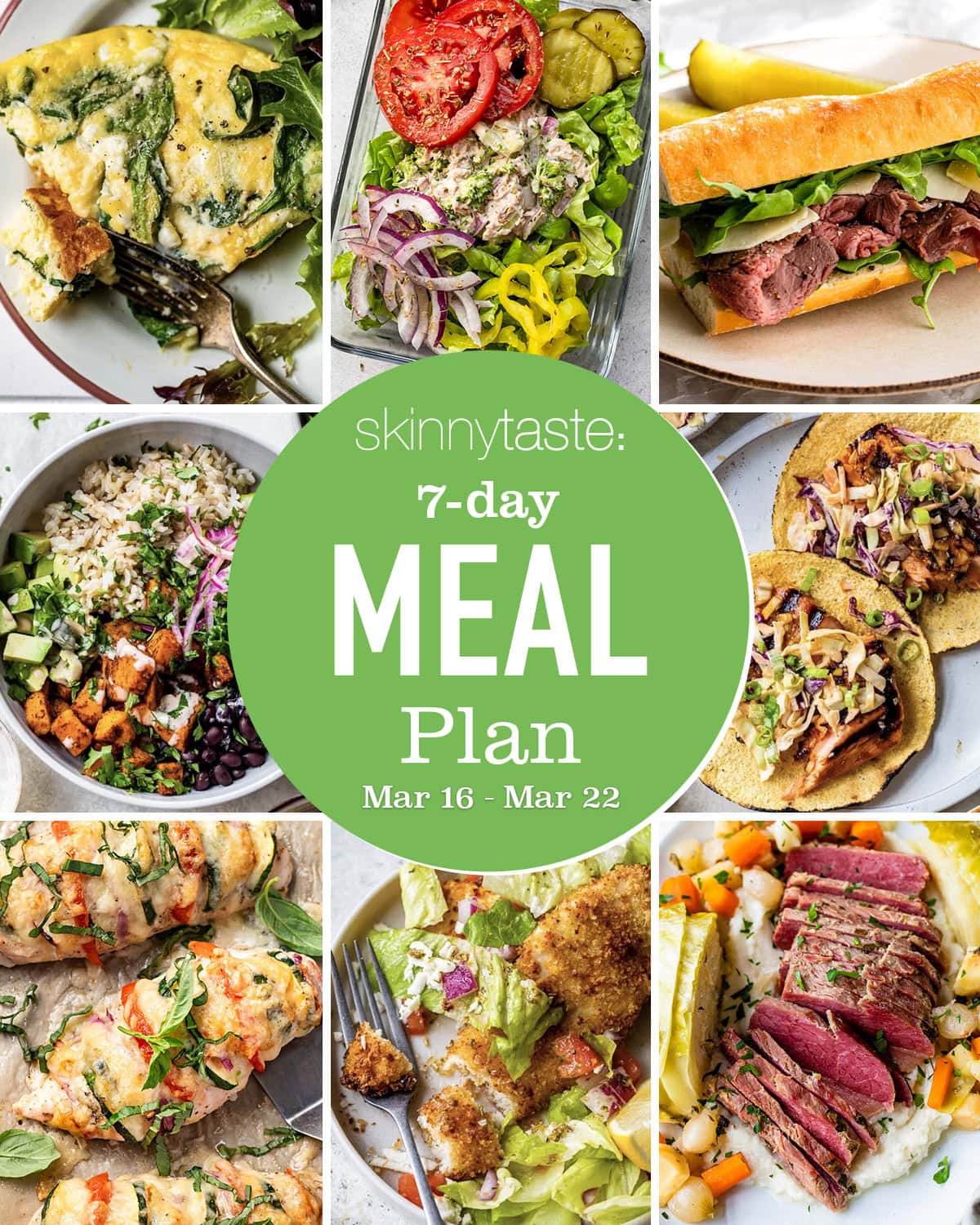 Free 7 Day Healthy Meal Plan (March 16-22)