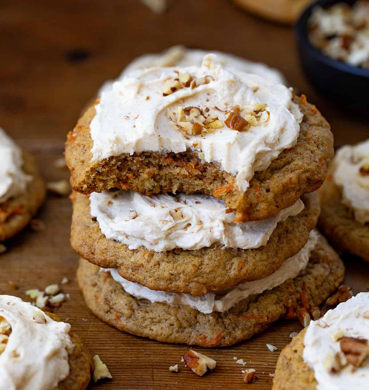 Carrot Cake Cookies with Brown Sugar Ermine Frosting