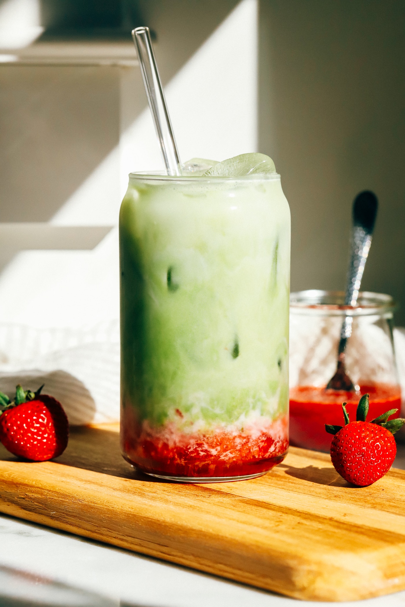 Strawberry Iced Matcha Latte