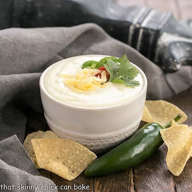 Easy Homemade Queso Dip - Perfect for Game Day - That Skinny Chick Can Bake