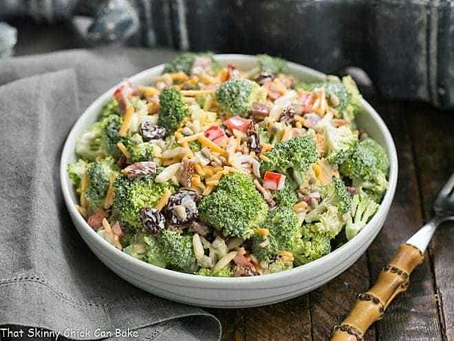 Broccoli Salad with Bacon & Dried Cherries - That Skinny Chick Can Bake