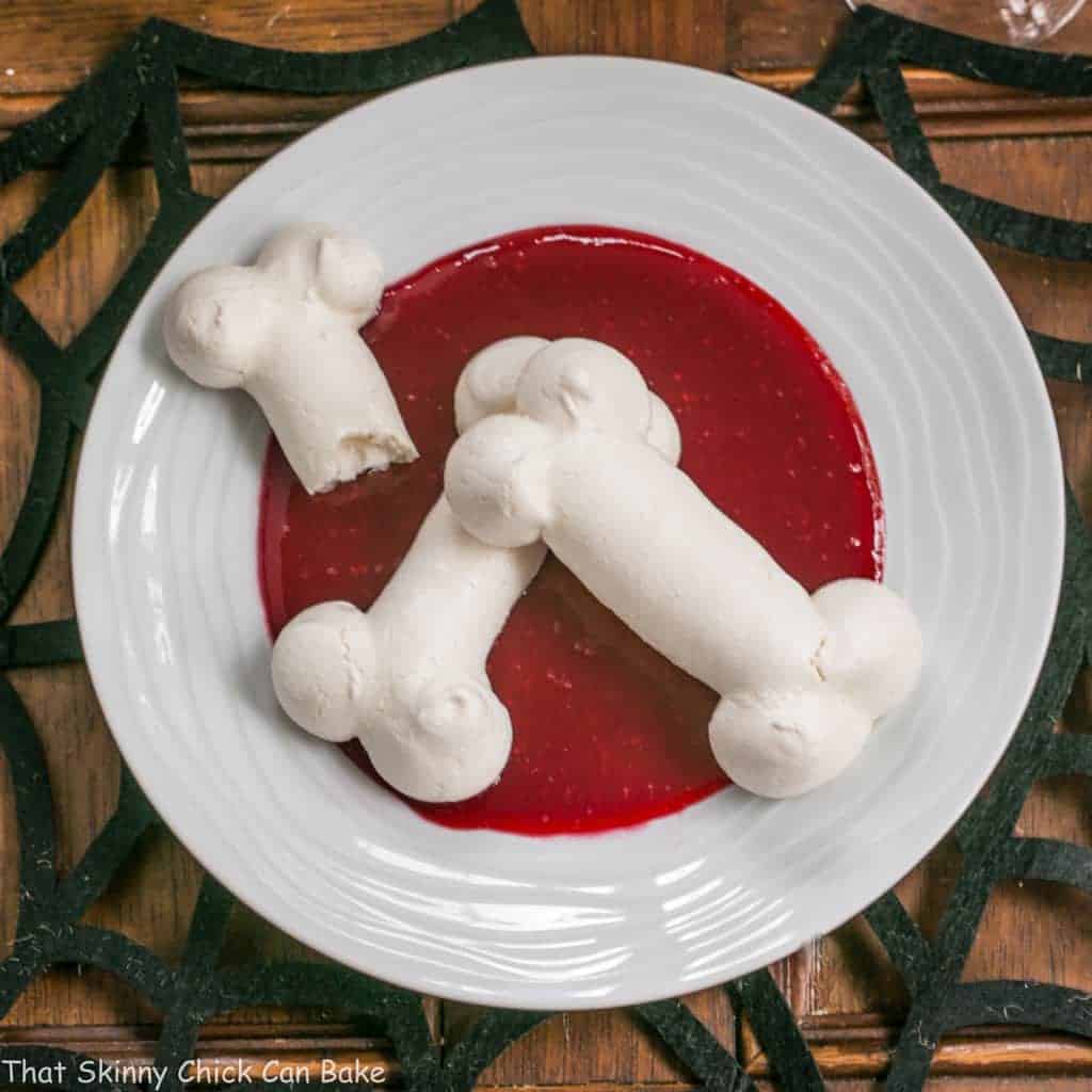 Meringue Bones with Raspberry Blood - That Skinny Chick Can Bake