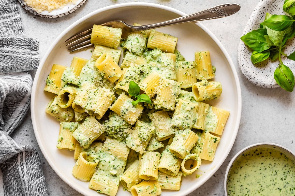 Creamy Pesto Pasta (with Cottage Cheese)