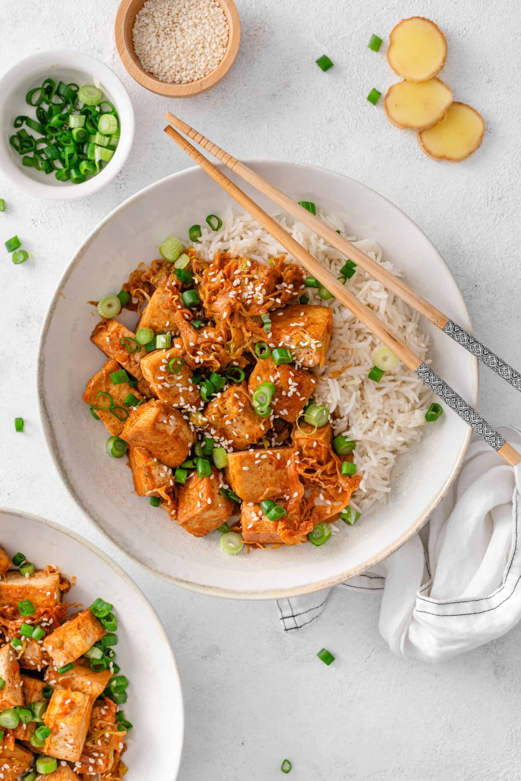Korean Crispy Tofu & Cabbage Bowl