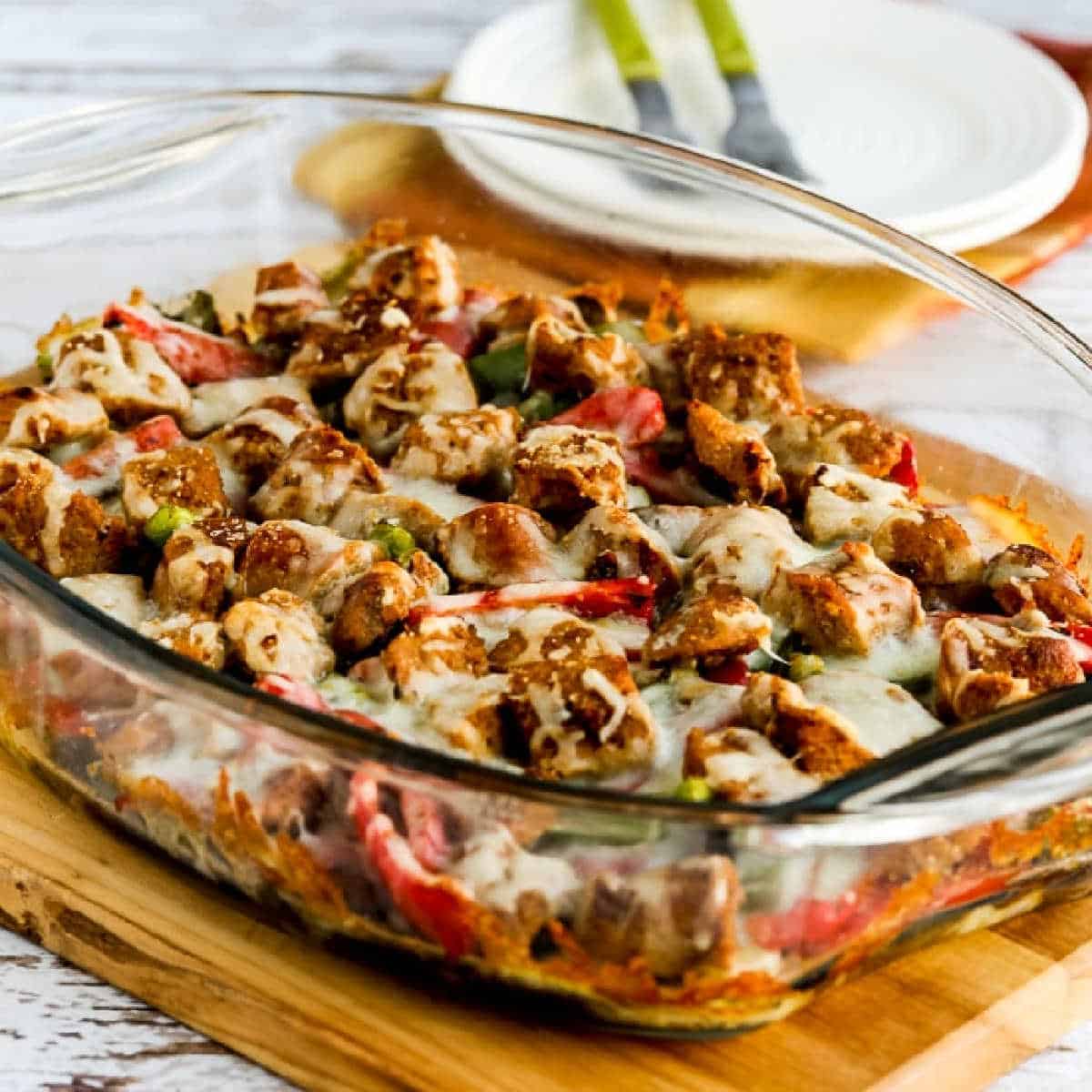 Sausage, Peppers, and Mushrooms Low-Carb Cheesy Bake
