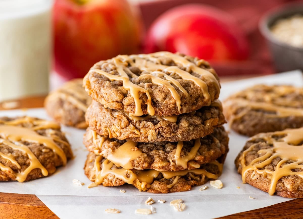 My New Favorite Fall Cookie: Apple Oatmeal Cookies with Salted Caramel Glaze