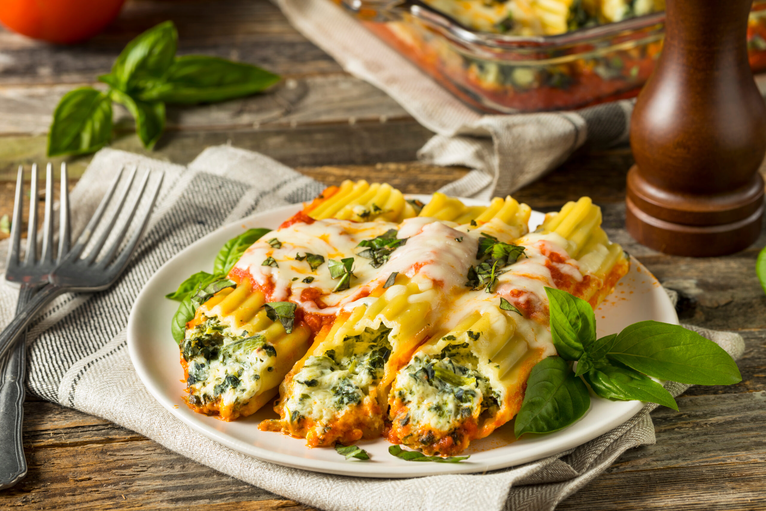 Spinach Cheese Manicotti