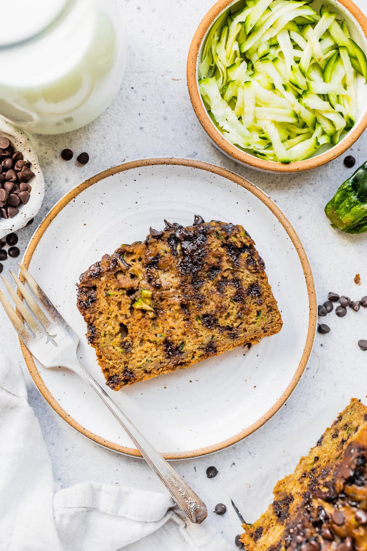Moist Chocolate Chip Zucchini Bread with Applesauce