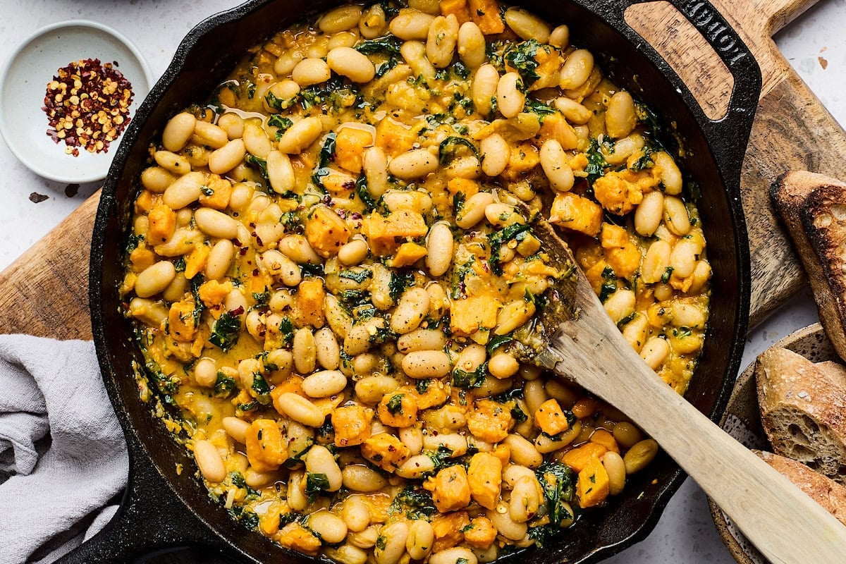 My Go-To Vegetarian Dinner: Sweet Potato White Bean Skillet