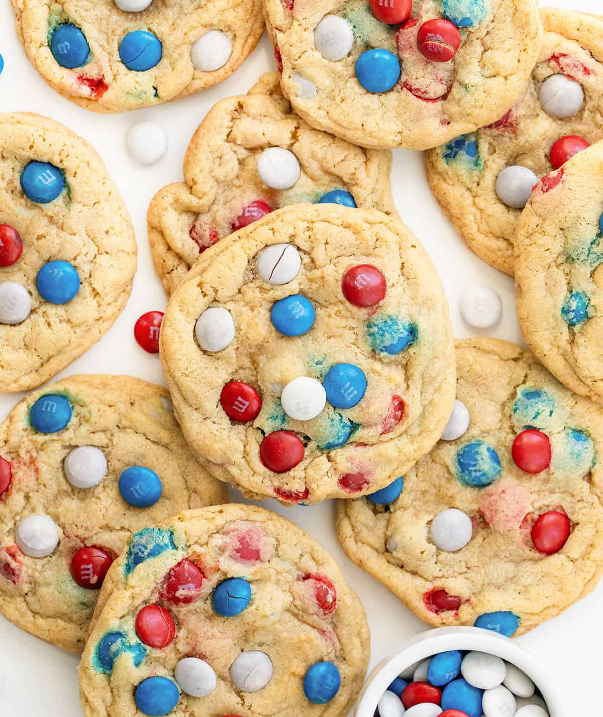 Red, White, and Blue M&M Cookies - Soft Chewy Patriotic Cookies