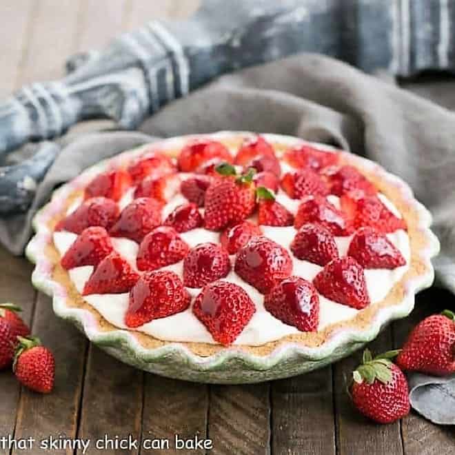 Strawberry Cream Pie Recipe - A Gorgeous Summer Pie - That Skinny Chick Can Bake