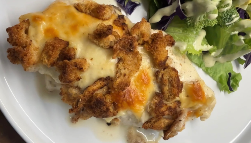 High-Protein Caesar Chicken Bake