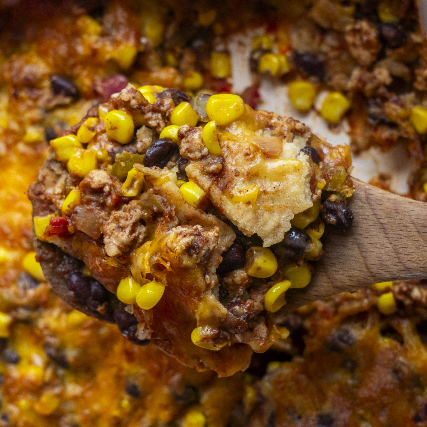 Ground Chicken Taco Casserole with Corn Tortillas