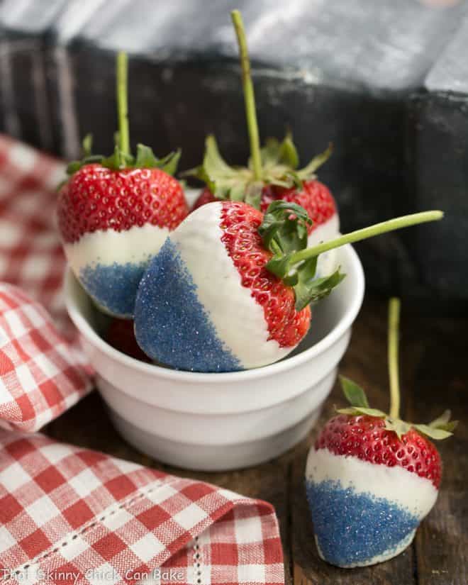 Red, White, and Blue Strawberries - An Easy Patriotic Treat! - That Skinny Chick Can Bake