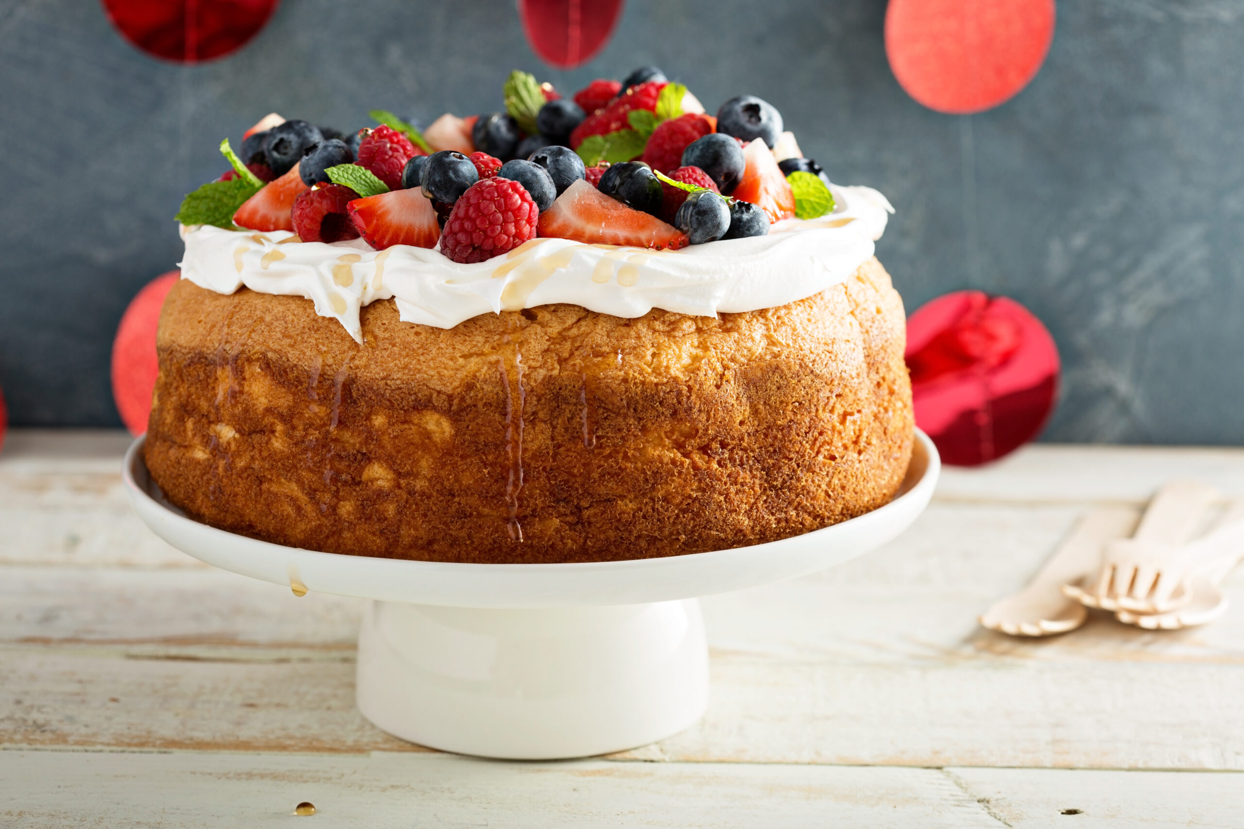 Angel Food Cake with Whipped Cream & Berries