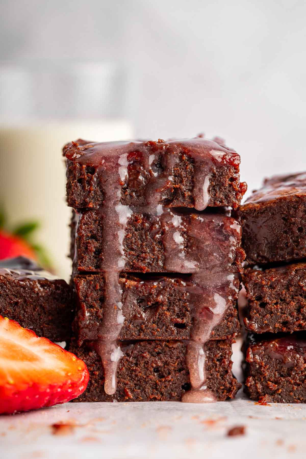 Strawberry Brownies with Jam - Dessert for Two