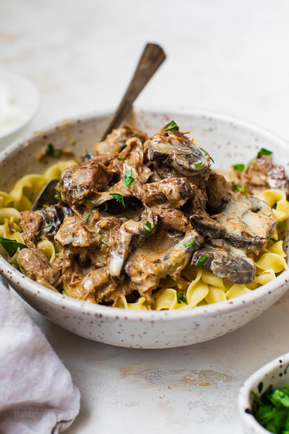Slow Cooker Beef Stroganoff with Egg Noodles