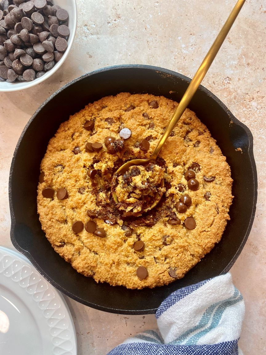 Vegan Gluten-free Chocolate Chip Skillet Cookie