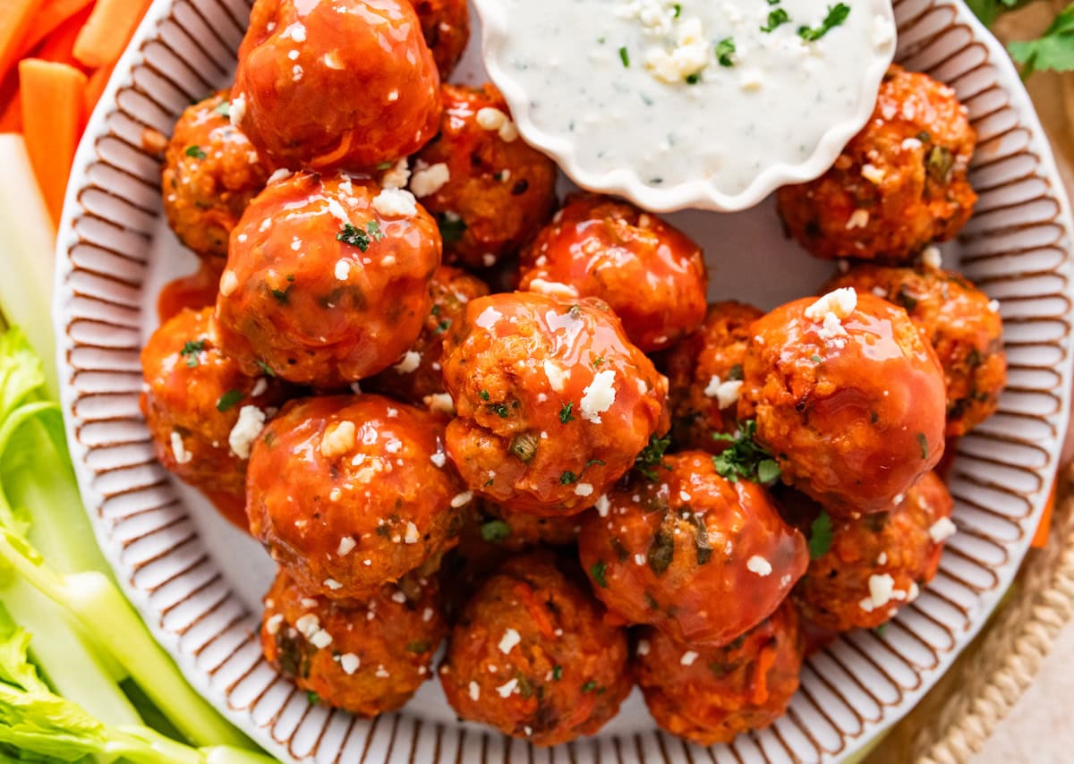 Buffalo Chicken Meatballs for Game Day or Dinner