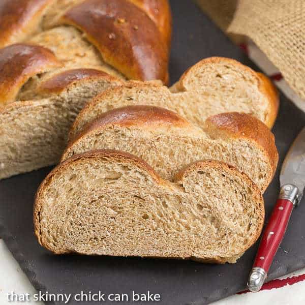 Whole Wheat Challah - A 3-Strand Braided Loaf - That Skinny Chick Can Bake