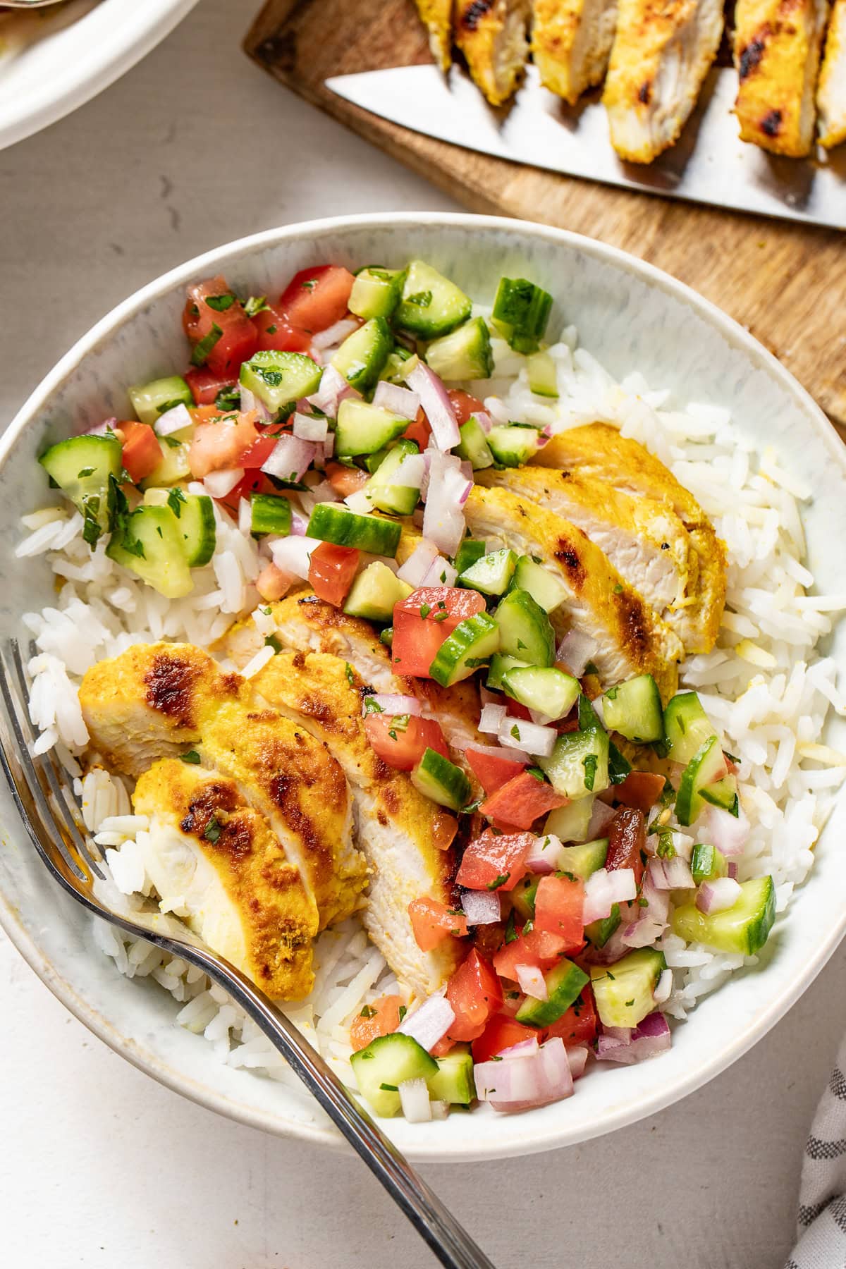 Feta-Brined Chicken Bowls with Salad Shirazi
