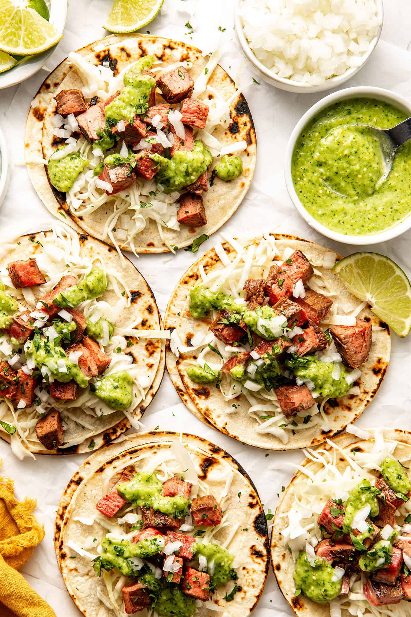 Steak Tacos with Creamy Avocado Salsa Verde