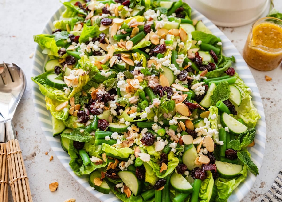 Fresh Green Bean Salad with Sweet Cherries, Toasted Almonds & Mint