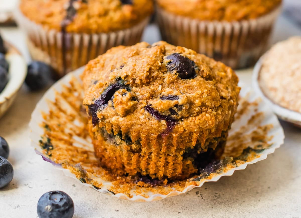 Healthy Blueberry Bran Muffins