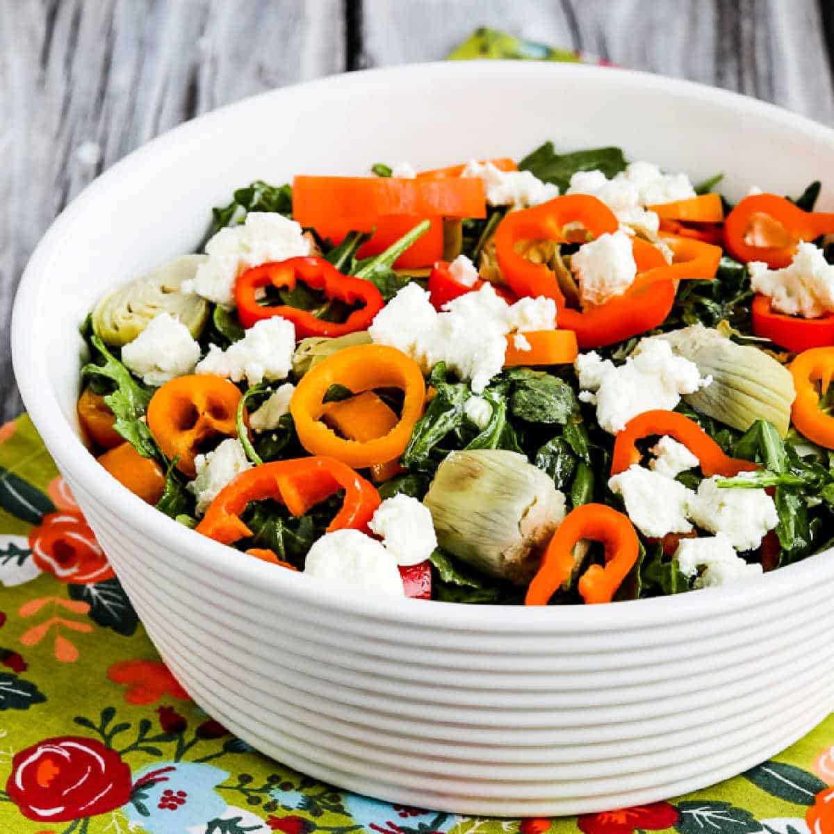 Arugula Salad with Goat Cheese, Artichokes, and Peppers