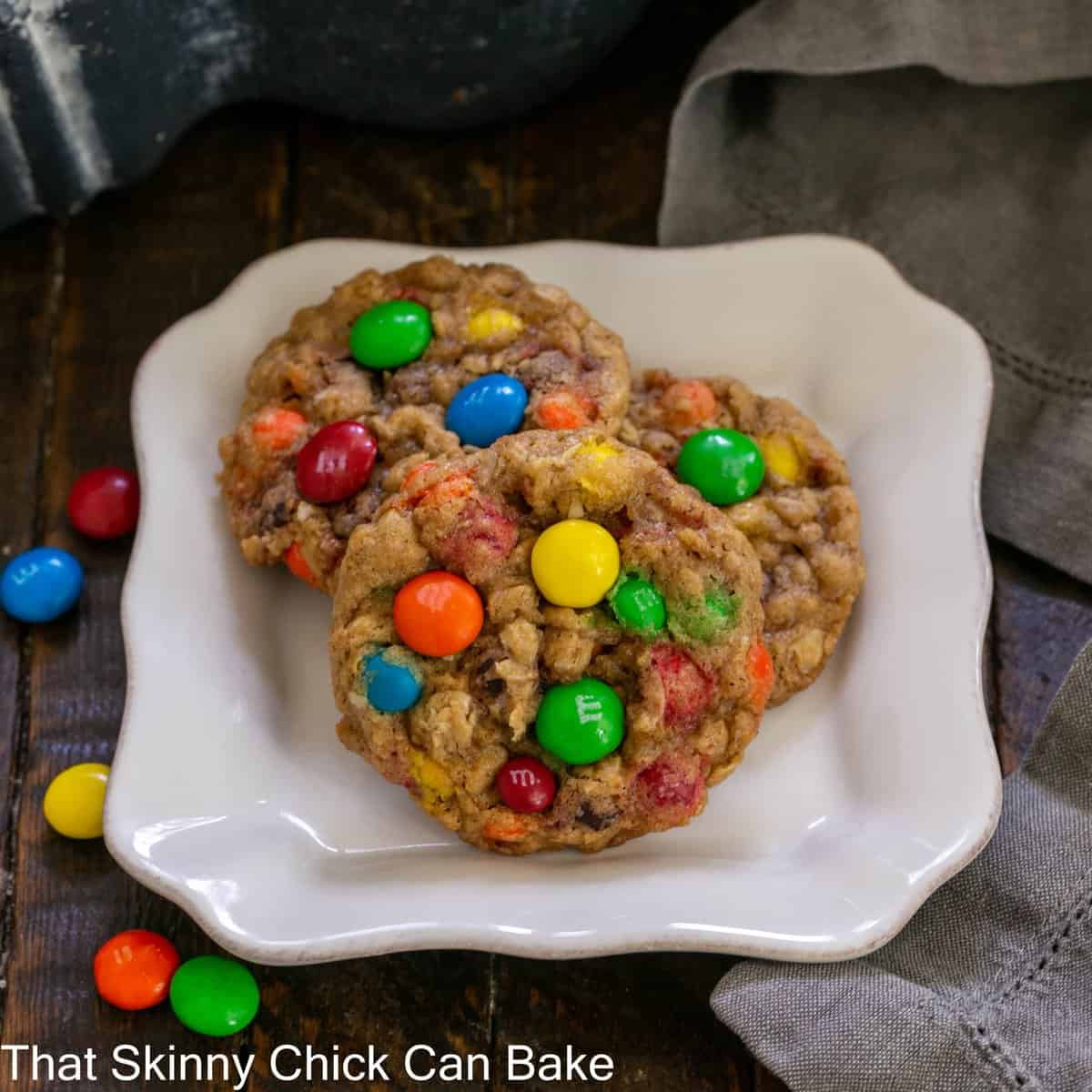 M&M Oatmeal Cookies - Chewy & Buttery! - That Skinny Chick Can Bake