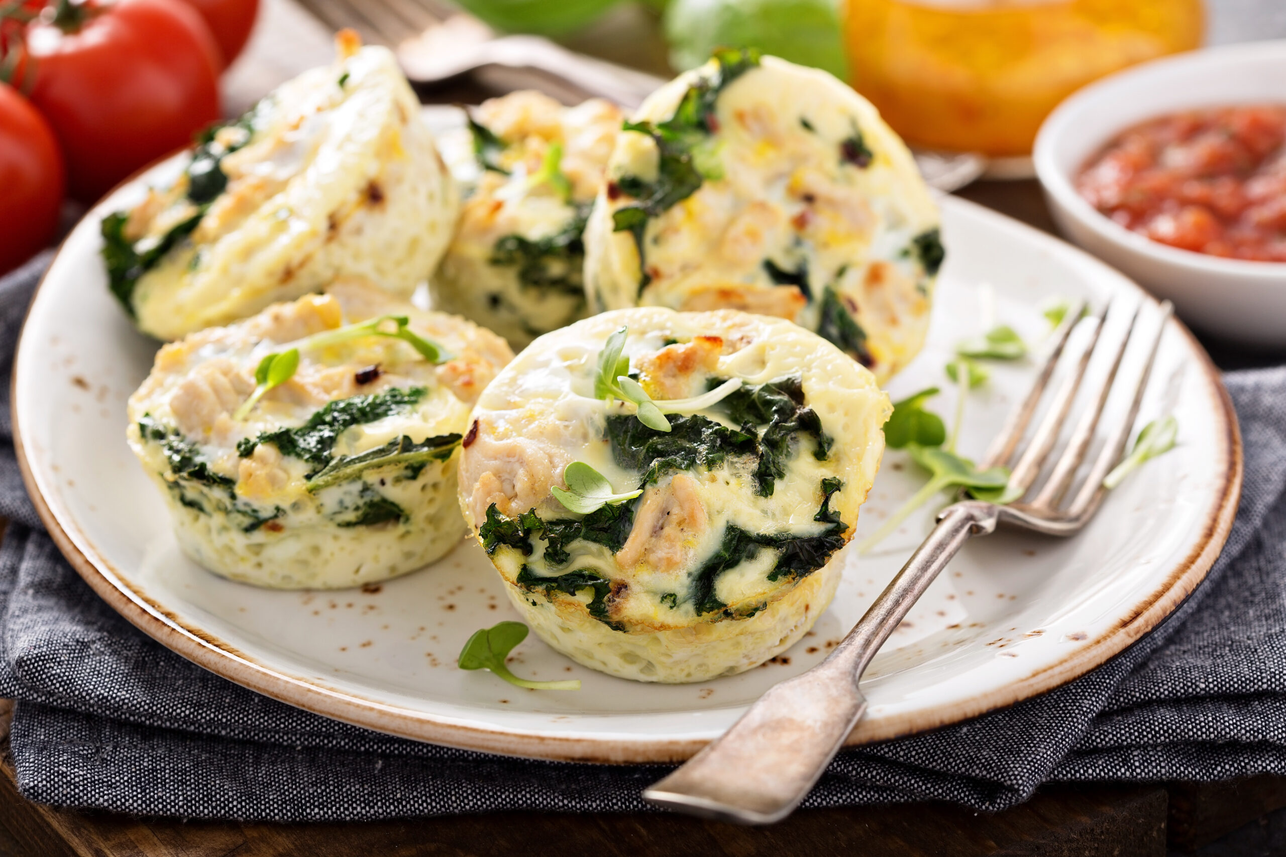 Chicken and Kale High Protein Egg Cups