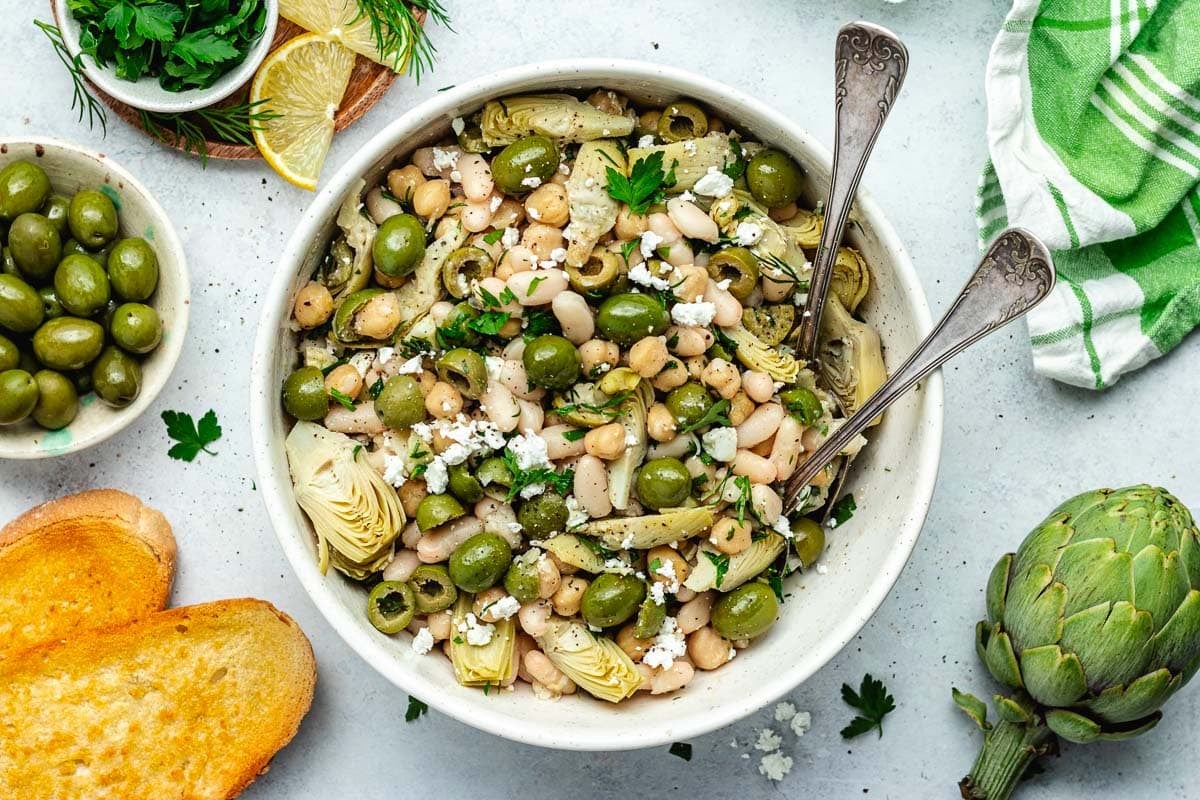 This Easy Bean Salad Is Loaded with Artichokes, Olives and Feta